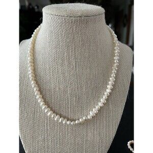 Vintage Cultured Freshwater White Pearl Necklace Baroque Nuggets 16"